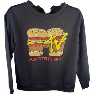 MTV Music Television Burger Graphic Sweatshirt Womens Large H&M Divided Black